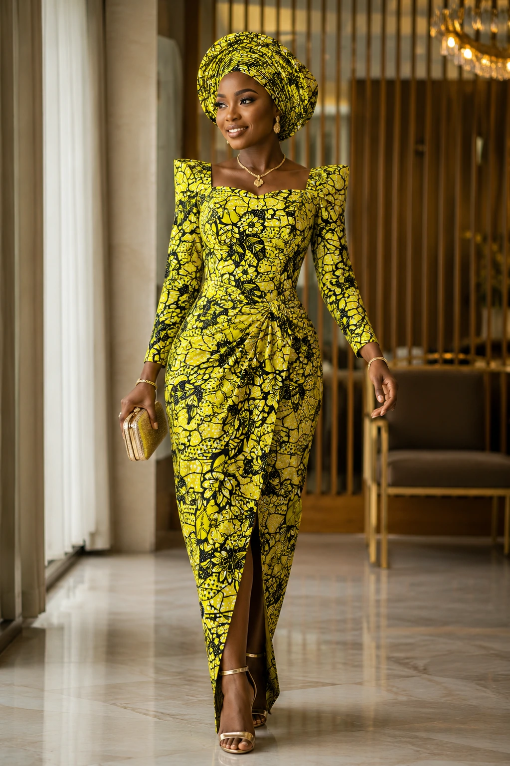 Yellow Ankara gown