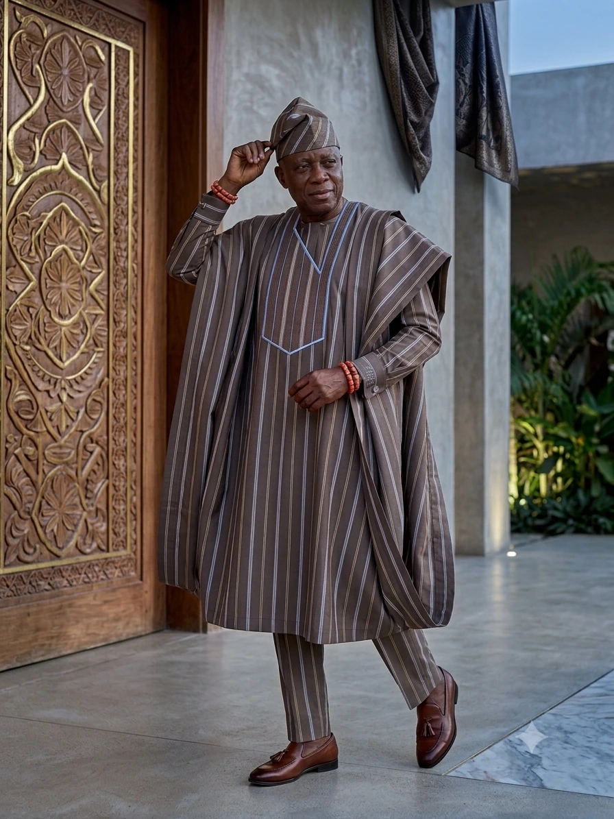Striped agbada styling